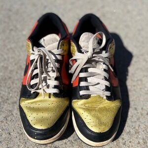 Nike Dunk Low Metallic Gold Black Orange Sneakers HQ4988-030 Mens 9.5